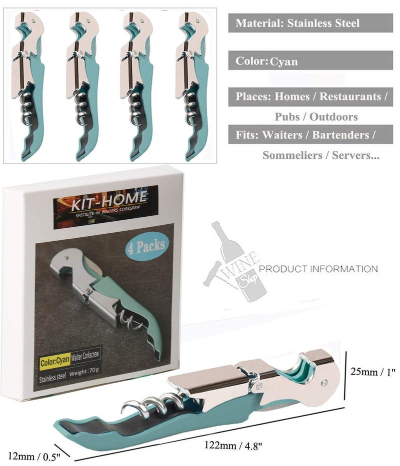 Kit-Home Professional Waiter Corkscrew Wine Openers Set, Heavy Duty Stainless Steel Hinges Wine Key for Restaurant Waiters, Sommelier, Bartenders - Image 3